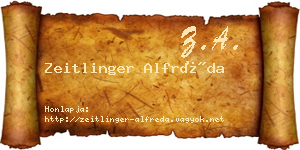 Zeitlinger Alfréda névjegykártya